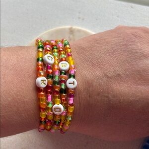 Beaded Stretch Name Initial Bracelet - Multicolor